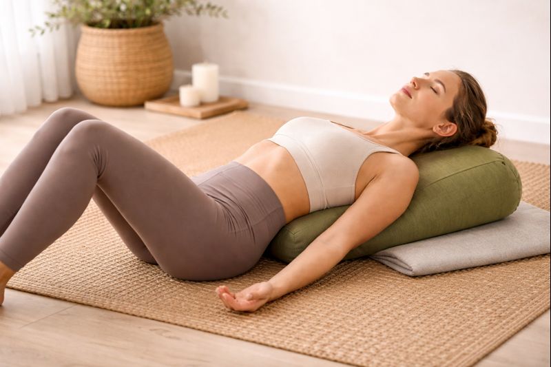 En tjej som gör meditativ yoga