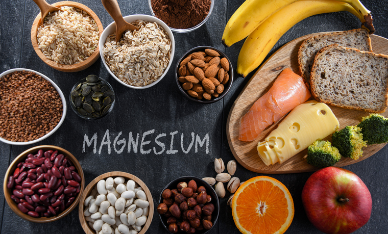 Olika livsmedel som innehåller magnesium